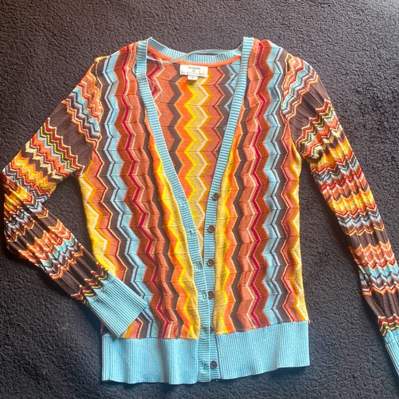 Missoni Target chevron colorful baby blue pastel cardigan S geometric print - Picture 3 of 8
